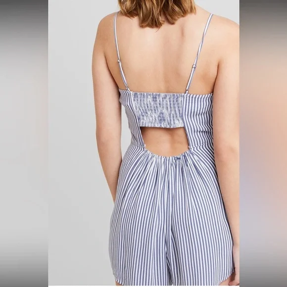 Abercrombie & Fitch Blue & White Striped Romper XS | Summer Beach Mini Romper - Picture 2 of 12
